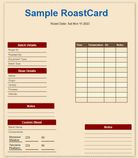 Simple Roast card Sample